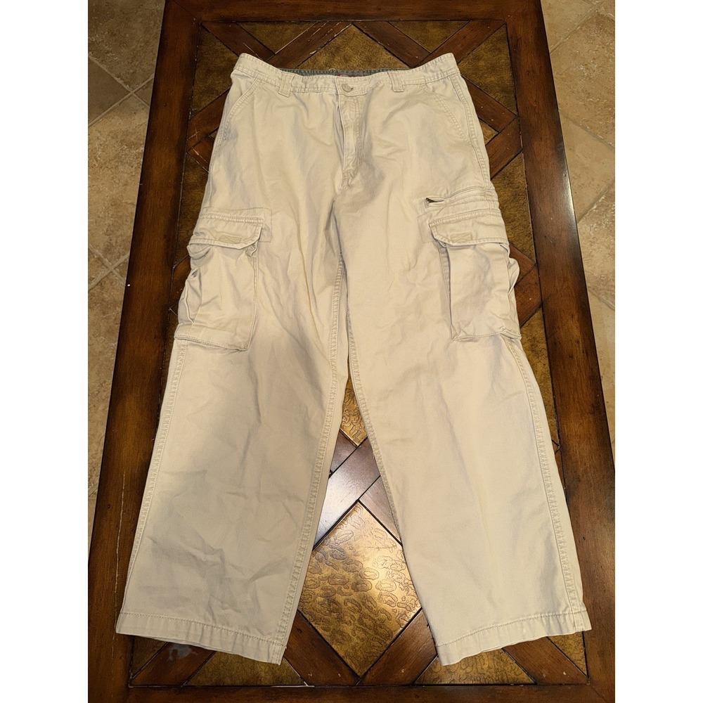 VTG Faded Glory Pants Mens 32x28 Beige Tan Khaki Cargo Baggy Skate Grunge Y2K